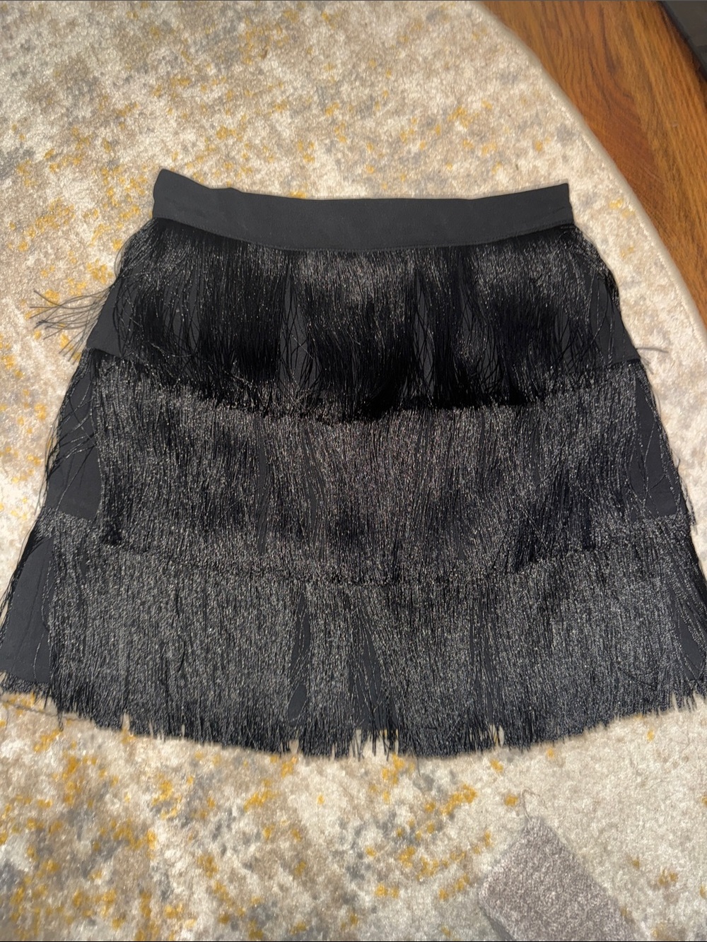 DO+BE Black Fringe Tiered Mini Skirt small